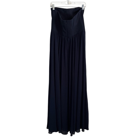 Dress The Population Ella Strapless Crepe Chiffon Gown in Midnight Blue-Size L - Picture 4 of 9
